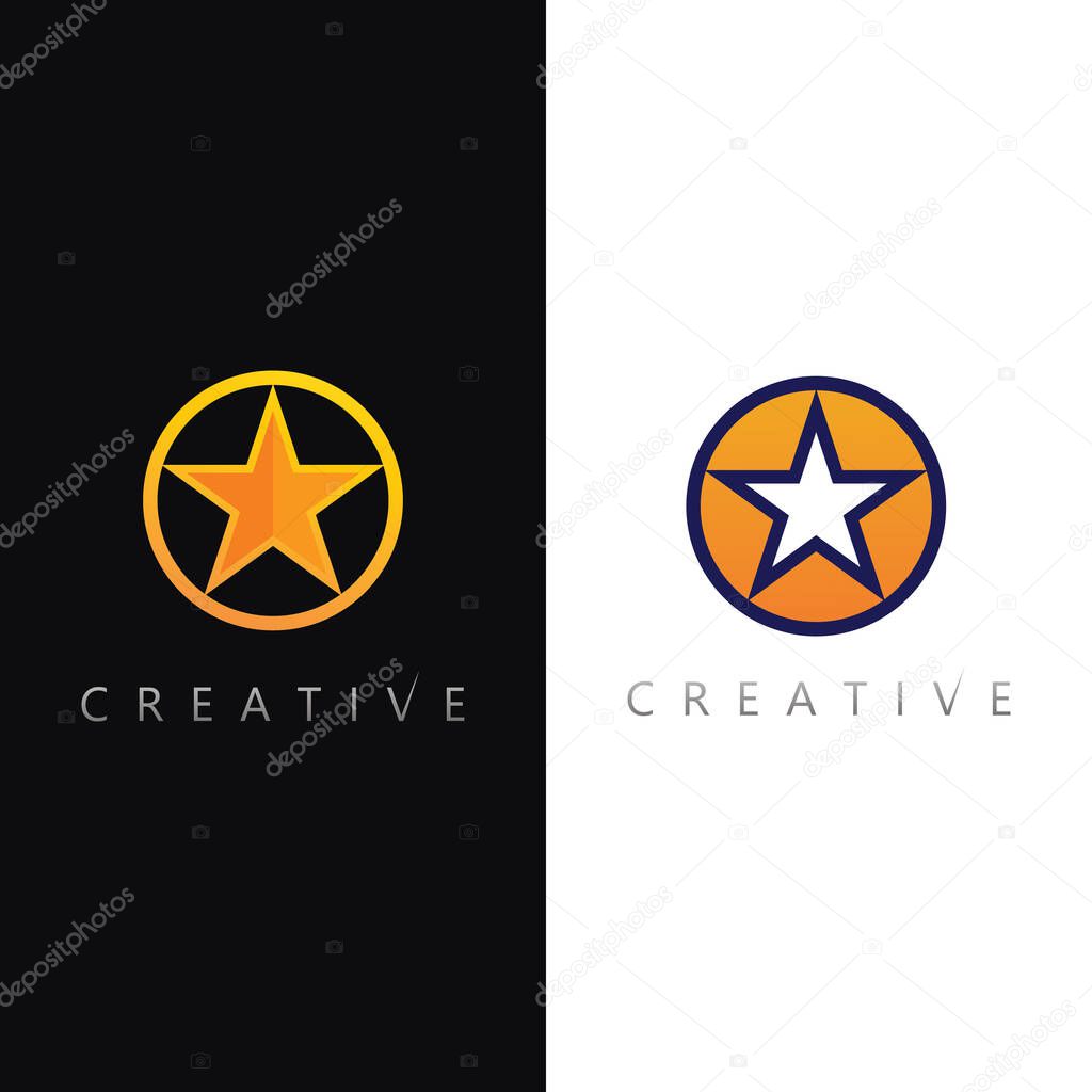 Abstract glowing star logo vector and minimalist creative symbol icon for business branding