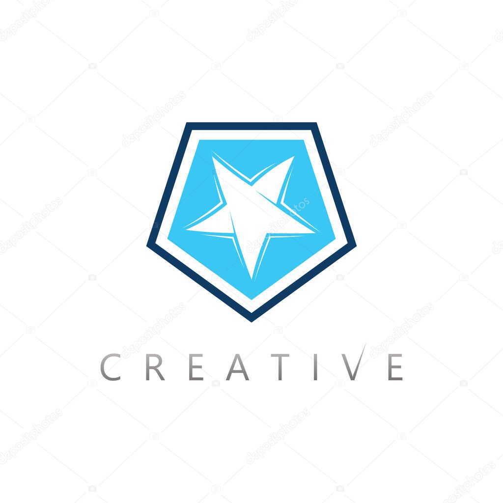 Creative shining star icon logo vector design with futuristic abstract corporate symbol