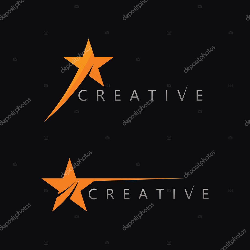 Futuristic star icon logo vector design with modern shining symbol for creative branding