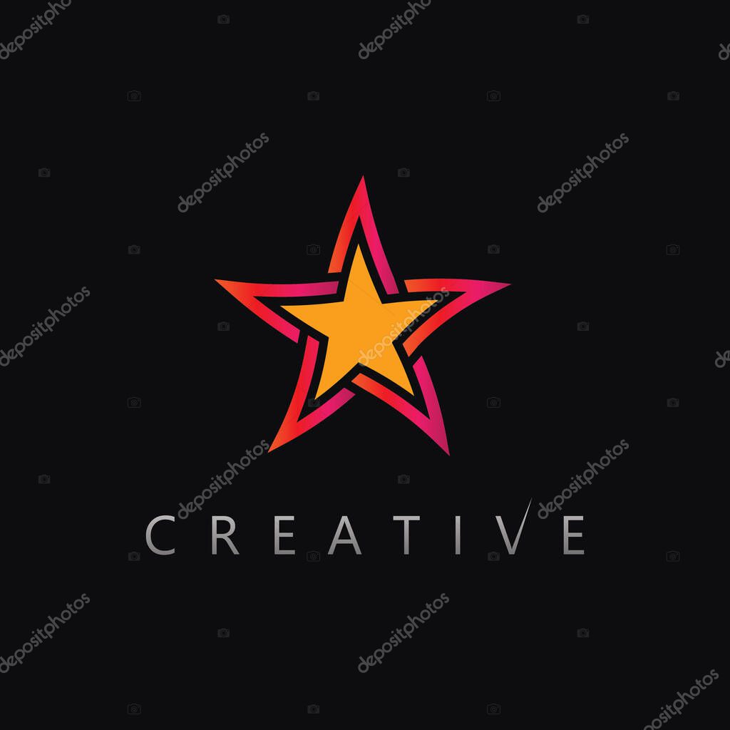 Minimalist abstract star logo design with stylish geometric vector icon for branding identity