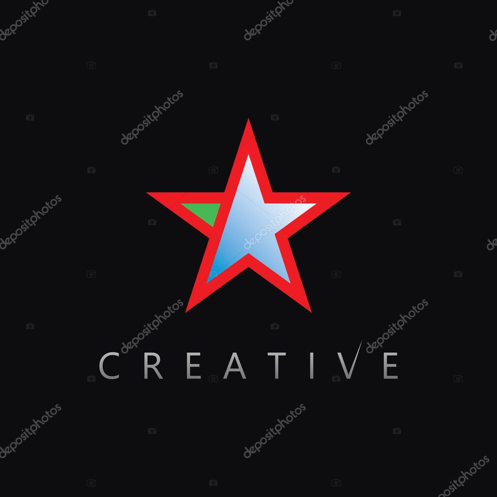 Elegant minimalist star logo design with glowing vector icon symbol for corporate branding