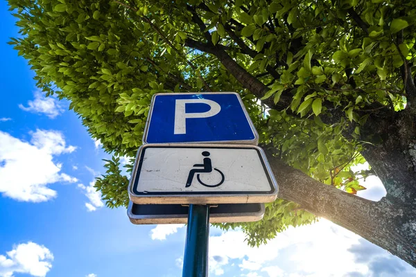 traffic sign parking for people with disabilities. disabled parking.