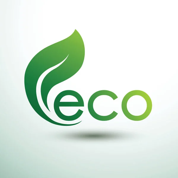 Etichette Ecologiche Verdi Con Foglie Illustrazione Vettoriale — Vettoriale Stock