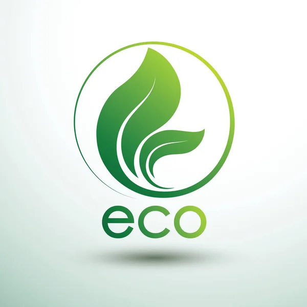 Groene Eco Etiketten Concept Met Bladeren Vectorillustratie — Stockvector