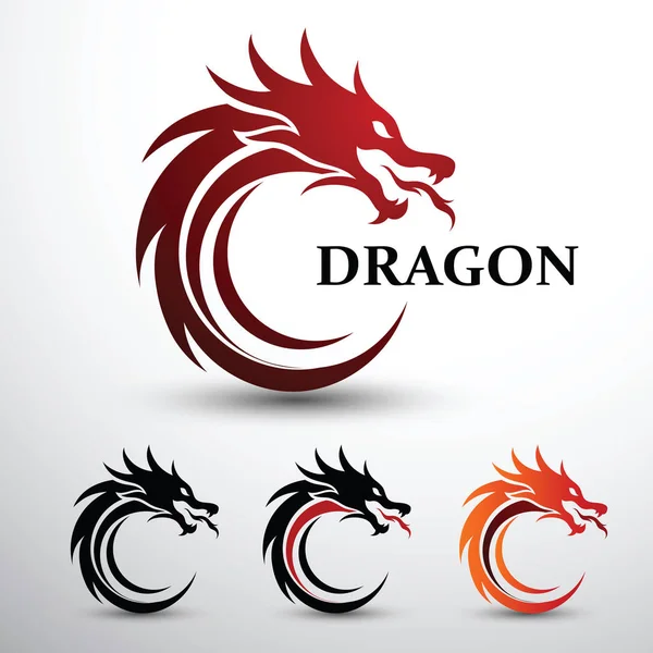 Diseño Logotipo Color Plano Silueta Cabeza Dragón Chino Ilustración Vectorial — Vector de stock
