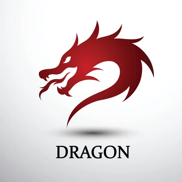 中国のドラゴンの頭のシルエットの単色ロゴ デザイン ベクトル イラスト — ストックベクタ
