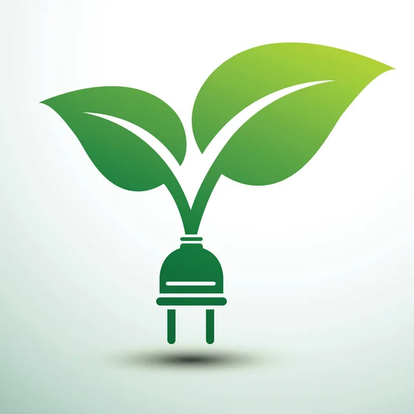 Green Eco Power Plug Design Leaf Vector Illustration — Stock Vector