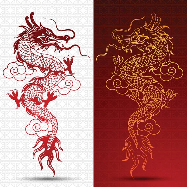 Geleneksel Çince ejderha, vektör çizim çizimi
