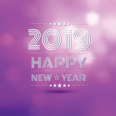 mutlu yeni yıl 2018 Menekşe bokeh bulanıklık desen arka plan, vektör çizim