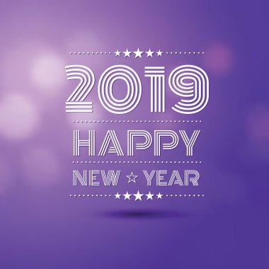 mutlu yeni yıl 2019 menekşe bokeh bulanıklık desen arka plan, vektör çizim