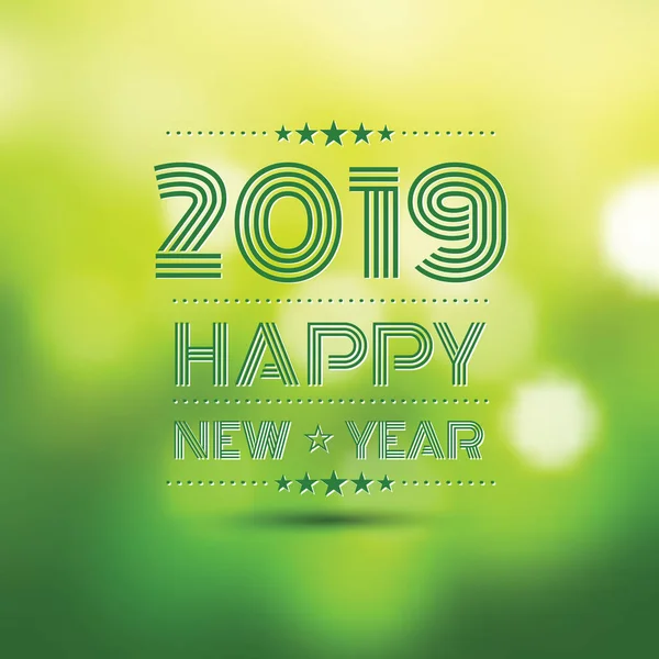 Happy New Year 2019 Green Bokeh Pattern Background Vector Illustration — Stock Vector