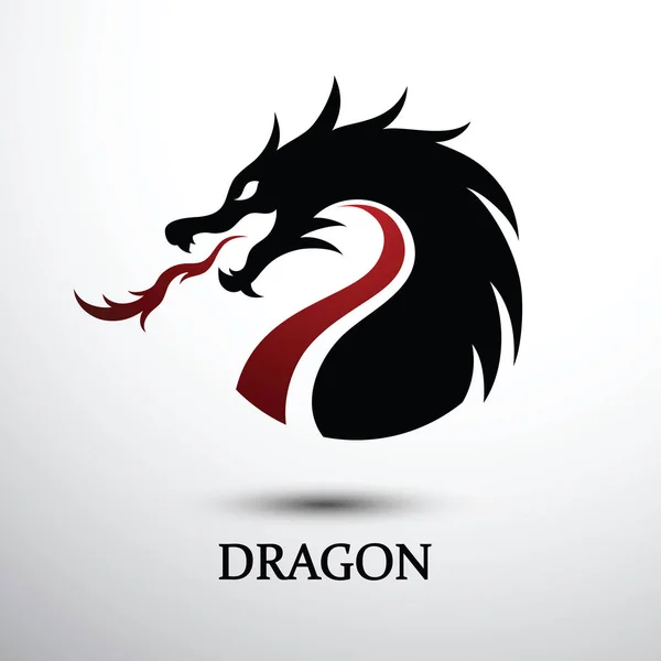 中国のドラゴンのシルエット単色ロゴデザイン ベクトル イラスト — ストックベクタ