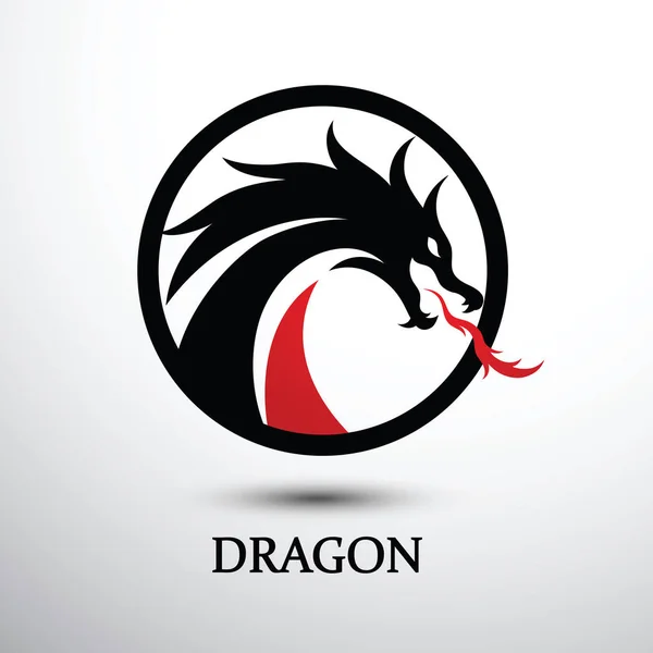 Diseño Logotipo Color Plano Silueta Dragón Chino Ilustración Vectorial — Archivo Imágenes Vectoriales