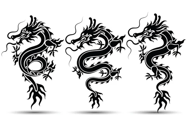 Illustration Dragon Chinois Traditionnel Caractère Chinois Traduire Dragon Illustration Vectorielle — Image vectorielle