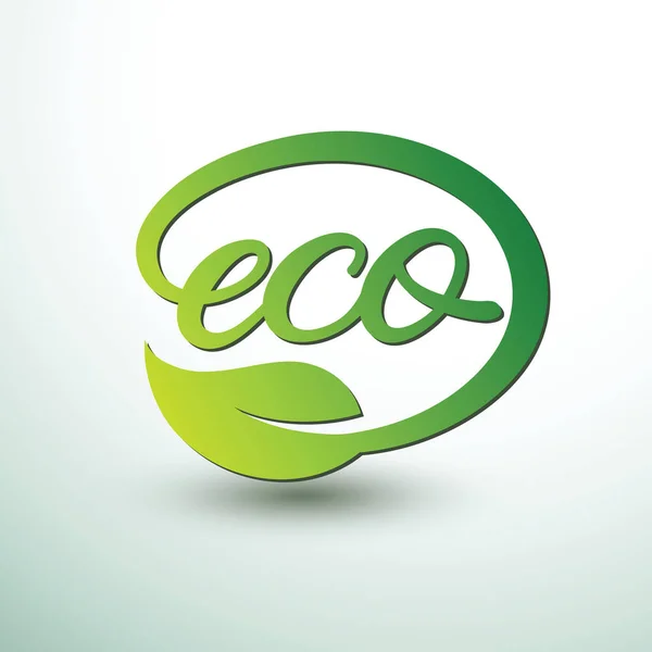 Green Eco Labels Concept Avec Feuilles Style Vintage Illustration Vectorielle — Image vectorielle