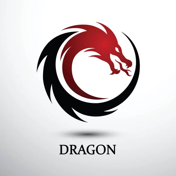 Çince Ejderha siluet düz renk logo tasarımı, vektör çizim