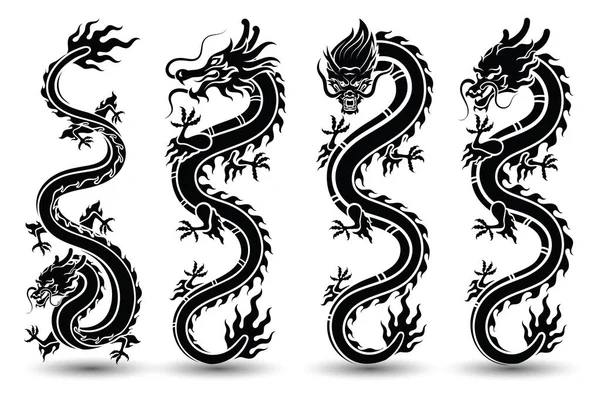 Illustration Des Traditionellen Chinesischen Drachen Chinesisches Schriftzeichen Übersetzen Drache Vektorillustration — Stockvektor