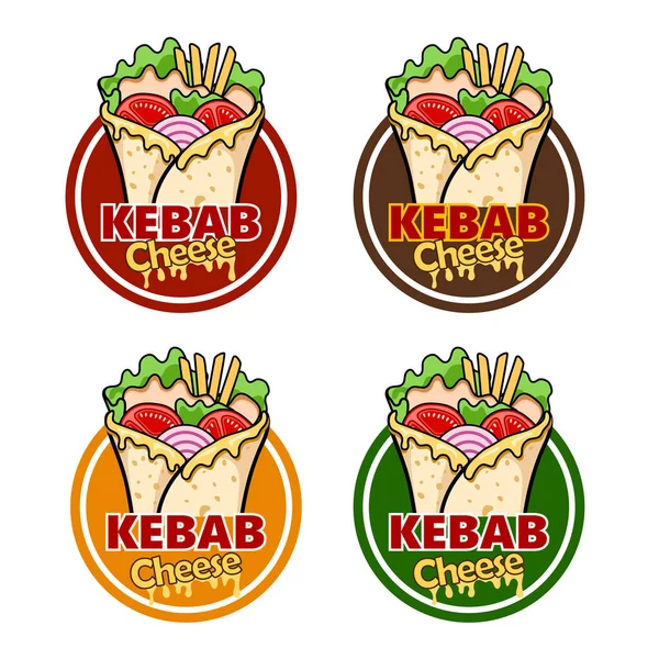 Csomagolás Kebab Sajt Összetevők Kebab Vektor Illusztráció — Stock Vector