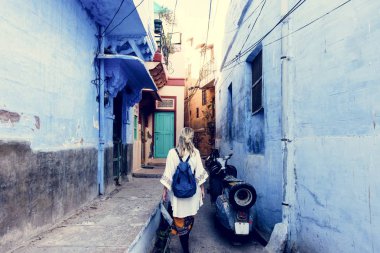 Batılı kadının Jodhpur Hindistan mavi şehri keşfetmek