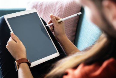 Boş alan içeren dijital tablet closeup