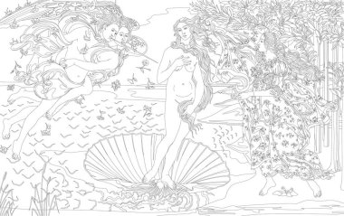 Venüs 'ün Doğuşu (1483-1485) Sandro Botticelli yetişkin boyama sayfası
