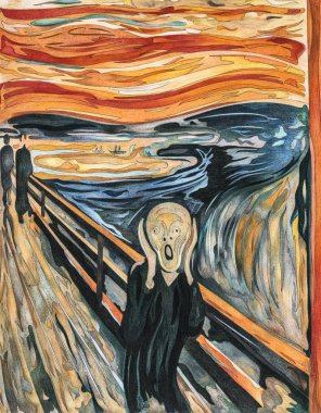 The Scream (1893) by Edvard Munch adult coloring page clipart