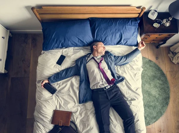 Drunk Business Man Falling Asleep Soon Came Back Home — Stock Photo, Image