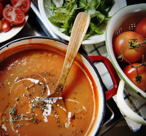 Molho Tomate Cremoso Fotografia Alimentos Receita Ideia — Fotografia de Stock