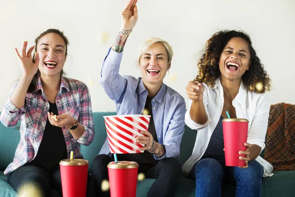 Young Women Enjoying Movie — Stock Photo, Image