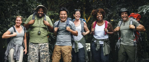 Group Happy Diverse Campers — Stock Photo, Image