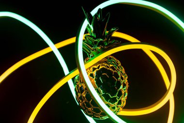Neon ışıkları kapalı ananas