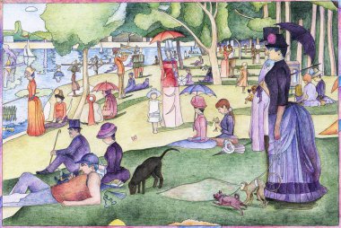 Bir Pazar günü La Grande Jatte (1884) tarafından Georges Seurat yetişkin renklendirme sayfası