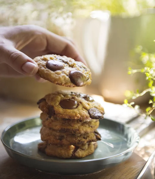 Schokolade Chip Cookies Lebensmittel Fotografie Rezept Idee — Stockfoto