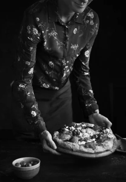 Подача Ідеї Фотографії Їжі Піци — стокове фото