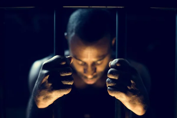 Homem Ascendência Africana Prisão — Fotografia de Stock