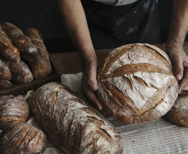 Homemade Sourdough Bread Food Photography Recipe Idea — Stock Photo, Image