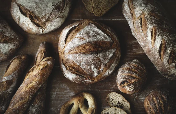 Μια Ποικιλία Από Ιδέες Συνταγή Φωτογραφία Τροφίμων Καρβέλια Ψωμί — Φωτογραφία Αρχείου