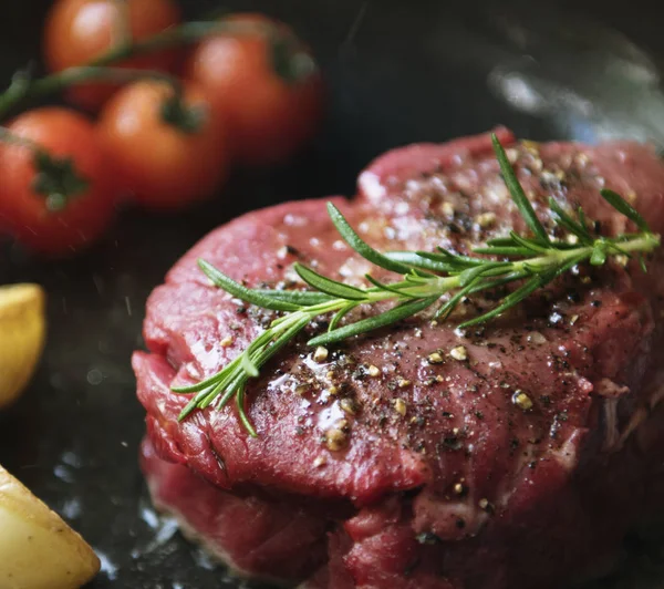 Cooking Fillet Steak Food Photography Recipe Idea — Stock Photo, Image
