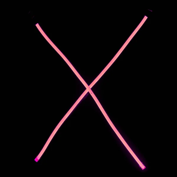 Alphabet Pink Neon Lights Black Background — Stock Photo, Image