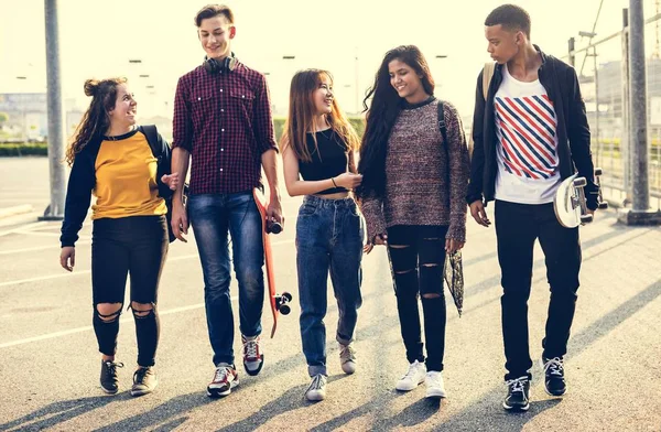 Group School Friends Outdoors Lifestyle — Stock Photo, Image