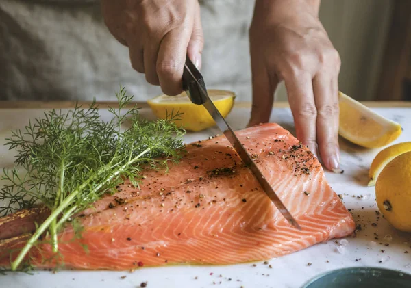 Frischer Lachs Mit Dill Food Fotografie Rezeptidee — Stockfoto