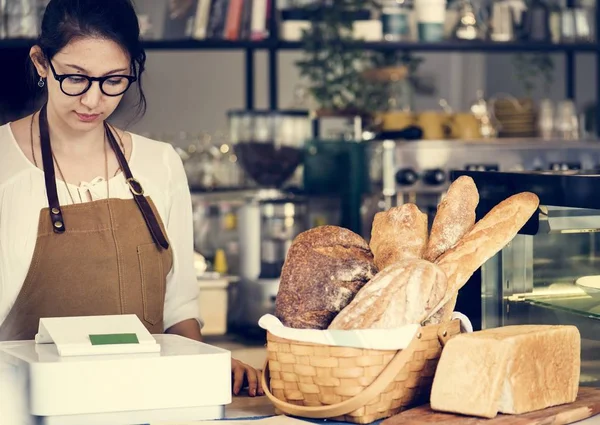 Panadería Propietario Tienda Pie Mostrador — Foto de Stock