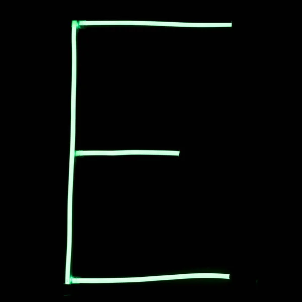 Zielone Światła Neonowe Litery Alfabetu — Zdjęcie stockowe
