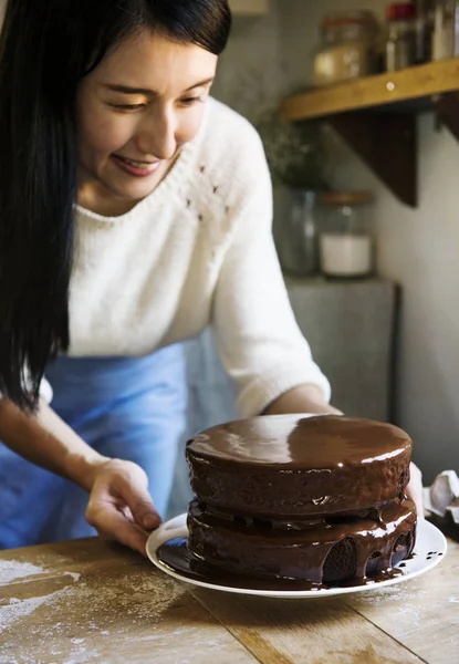Chocolate Fudge Cake Photography Recipe Idea Stock Picture