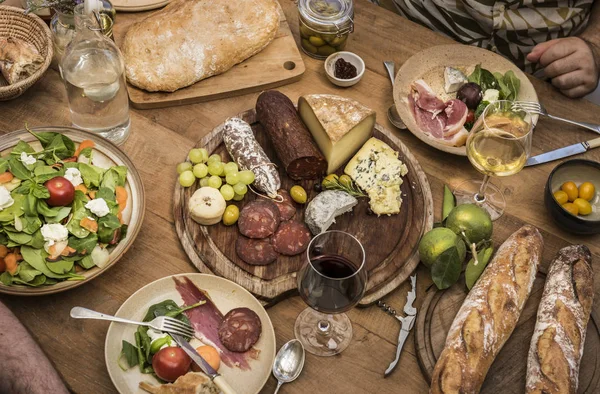 Diverse Vleeswaren Kaas Schotel Eten Fotografie Recept Idee — Stockfoto