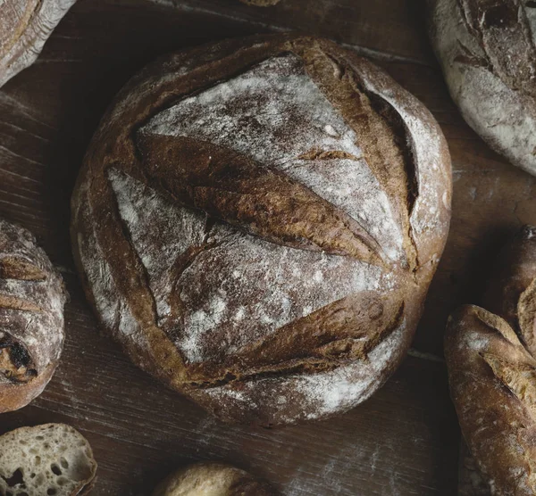 Assortment Bread Loaves Food Photography Recipe Ideas — Stock Photo, Image