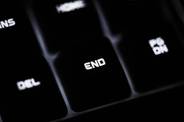 Closeup Black Computer Keyboard End Button — Stock Photo, Image