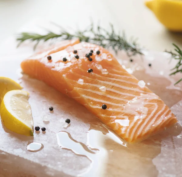 Frischer Lachs Mit Thymian Food Fotografie Rezeptidee — Stockfoto