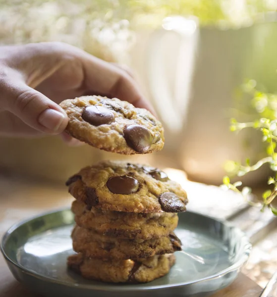 Schokolade Chip Cookies Lebensmittel Fotografie Rezept Idee — Stockfoto
