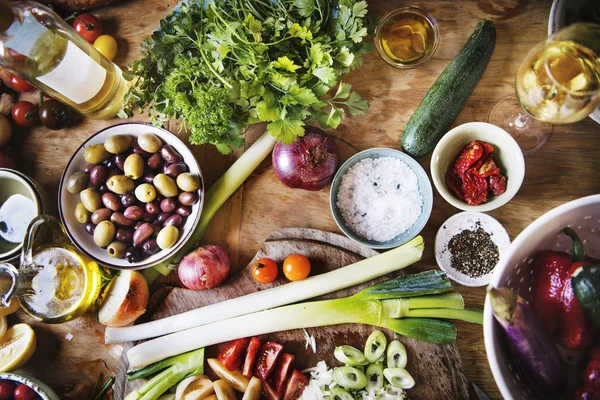 Campuran Segar Sayuran Ide Fotografi Makanan Resep — Stok Foto
